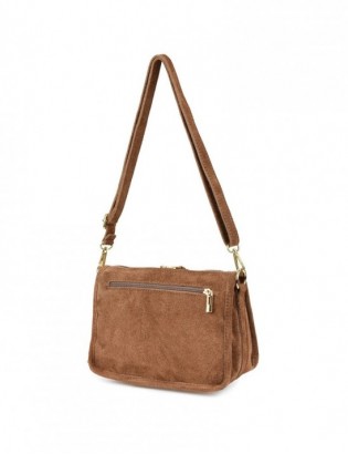 Taupe skórzana listonoszka damska włoska zamszowa kuferek Beltimore B64 - zdjęcie 8