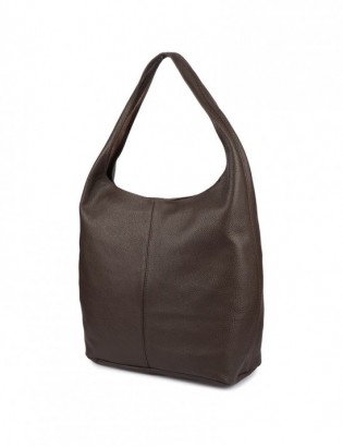 Torebka skórzana damska shopper pojemna A4 skóra naturalna włoska Beltimore ciemny brąz U36 - zdjęcie 1
