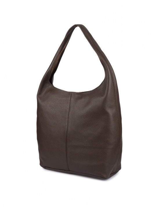 Torebka skórzana damska shopper pojemna A4 skóra naturalna włoska Beltimore ciemny brąz U36