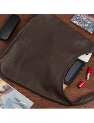 Torebka skórzana damska shopper pojemna A4 skóra naturalna włoska Beltimore ciemny brąz U36 - zdjęcie 5