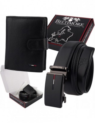 Zestaw prezentowy męski skórzany pasek portfel pudełko premium Beltimore Z50 - zdjęcie 1