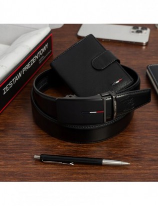 Zestaw prezentowy męski skórzany pasek portfel pudełko premium Beltimore Z50 - zdjęcie 2