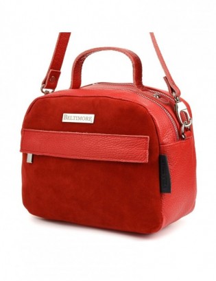 Czerwona torebka damska skórzana kuferek 2komory Beltimore S80 - zdjęcie 1