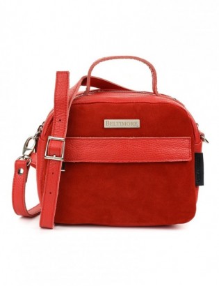 Czerwona torebka damska skórzana kuferek 2komory Beltimore S80 - zdjęcie 4