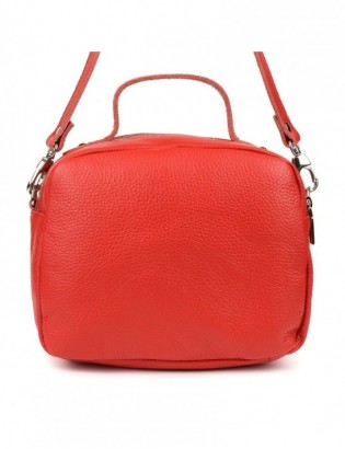 Czerwona torebka damska skórzana kuferek 2komory Beltimore S80 - zdjęcie 5