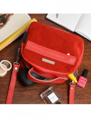 Czerwona torebka damska skórzana kuferek 2komory Beltimore S80 - zdjęcie 6