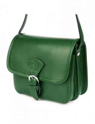 Damska Skórzana Mała Torebka Listonoszka Beltimore ciemna zieleń K66 - zdjęcie 1