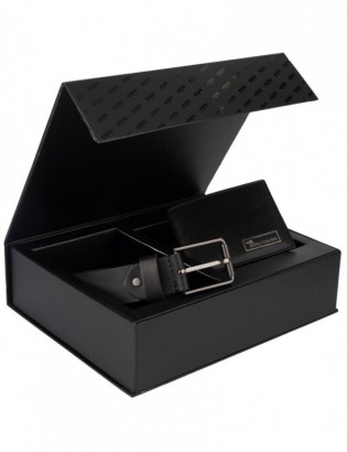Zestaw prezentowy męski skórzany pasek portfel pudełko premium czarny Beltimore Z22 - zdjęcie 3