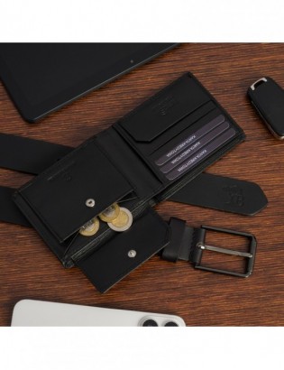 Zestaw prezentowy męski skórzany pasek portfel pudełko premium czarny Beltimore Z22 - zdjęcie 6