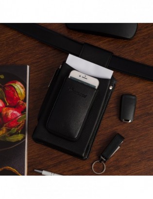 Skórzana kabura kelnerska saszetka na pasek etui dla kelnera czarna Beltimore U11 - zdjęcie 2