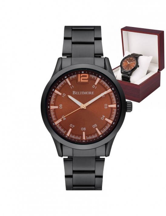 Zegarek męski bransoleta duży solidny czarny klasyczny premium Beltimore BT02