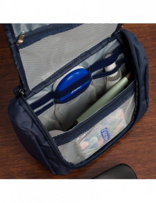 Kosmetyczka podróżna granatowa unisex organizer lusterko Beltimore R26 - zdjęcie 5