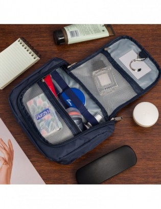 Kosmetyczka podróżna granatowa unisex organizer lusterko Beltimore R26 - zdjęcie 6