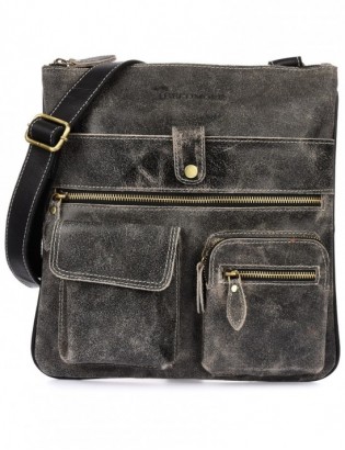 Czarna skórzana torba męska na ramię vintage raportówka Beltimore M05 - zdjęcie 1