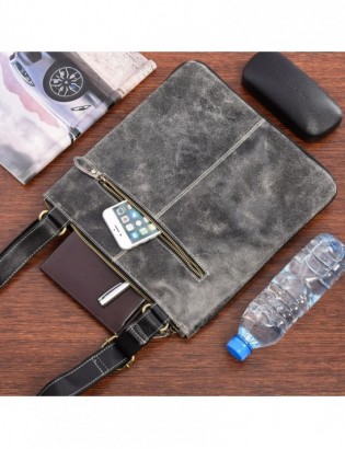 Czarna skórzana torba męska na ramię vintage raportówka Beltimore M05 - zdjęcie 4