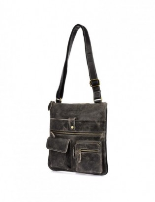 Czarna skórzana torba męska na ramię vintage raportówka Beltimore M05 - zdjęcie 5