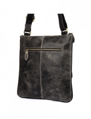 Czarna skórzana torba męska na ramię vintage raportówka Beltimore M05 - zdjęcie 6