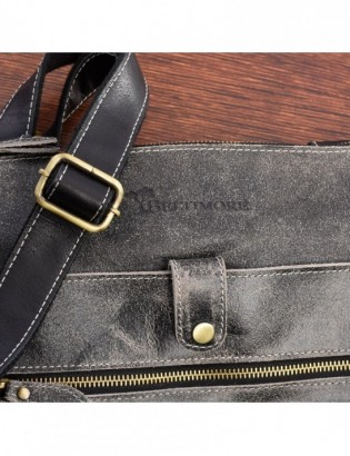 Czarna skórzana torba męska na ramię vintage raportówka Beltimore M05 - zdjęcie 8