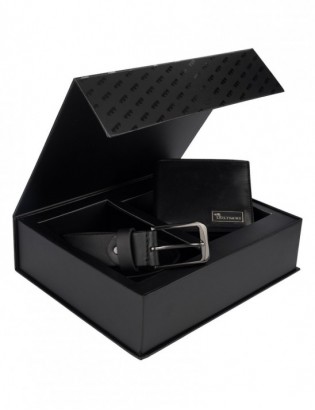 Zestaw prezentowy męski skórzany pasek portfel pudełko premium czarny Beltimore Z19 - zdjęcie 3
