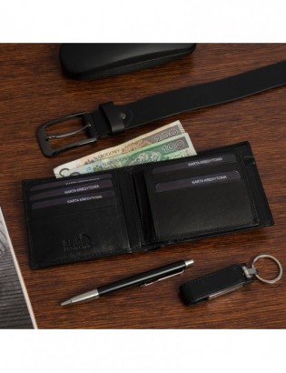 Zestaw prezentowy męski skórzany pasek portfel pudełko premium czarny Beltimore Z19 - zdjęcie 5