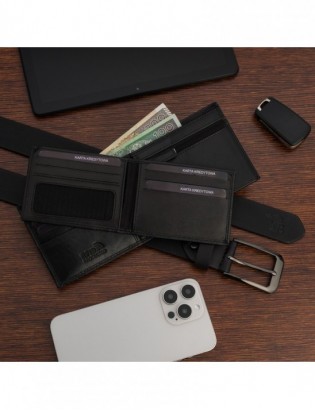 Zestaw prezentowy męski skórzany pasek portfel pudełko premium czarny Beltimore Z19 - zdjęcie 6