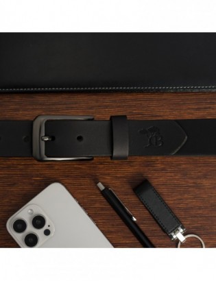 Zestaw prezentowy męski skórzany pasek portfel pudełko premium czarny Beltimore Z19 - zdjęcie 8