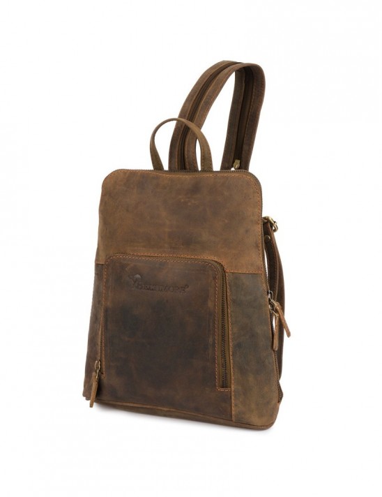 Plecak skórzany damski brązowy skóra naturalna nubuk Beltimore S11