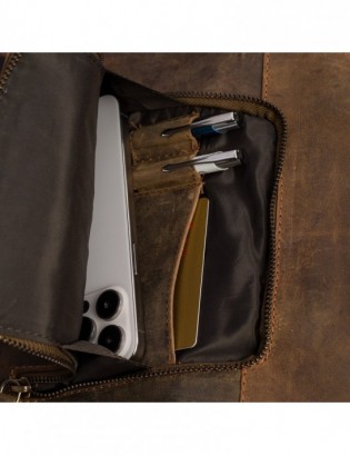 Plecak skórzany damski brązowy skóra naturalna nubuk Beltimore S11 - zdjęcie 6