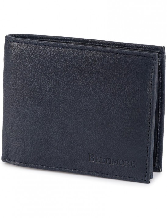 Męski portfel skórzany klasyczny duży poziomy granatowy skóra nat Beltimore K46