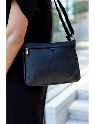 Skórzana Damska Torba listonoszka elegancka czarna Beltimore L42 - zdjęcie 4