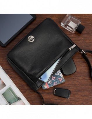 Skórzana Damska Torba listonoszka elegancka czarna Beltimore L42 - zdjęcie 5