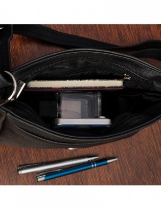 Skórzana Damska Torba listonoszka elegancka czarna Beltimore L42 - zdjęcie 10