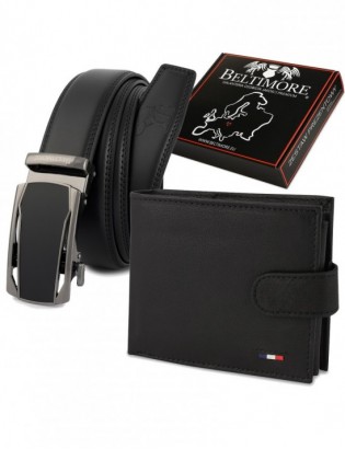 Zestaw męski skórzany premium Beltimore portfel pasek T93 - zdjęcie 1