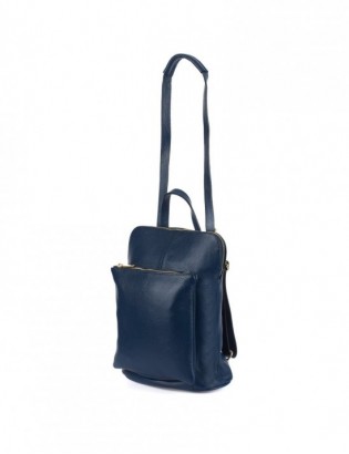 Skórzany plecak damski torba 2w1 elegancki A4 włoski pojemny granatowy Vera Pelle S40 - zdjęcie 1