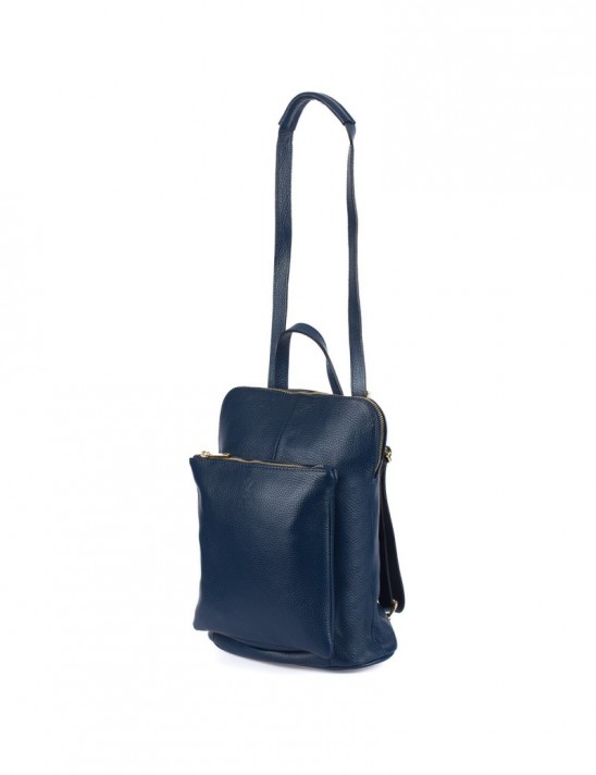 Skórzany plecak damski torba 2w1 elegancki A4 włoski pojemny granatowy Vera Pelle S40