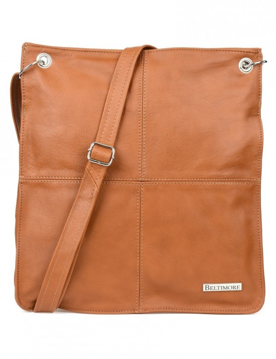 Damska skórzana na ramię torebka Beltimore skóra camel 972