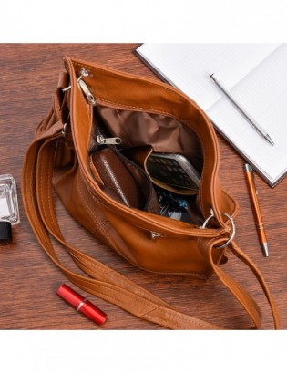 Damska skórzana na ramię torebka Beltimore skóra camel 972 - zdjęcie 2