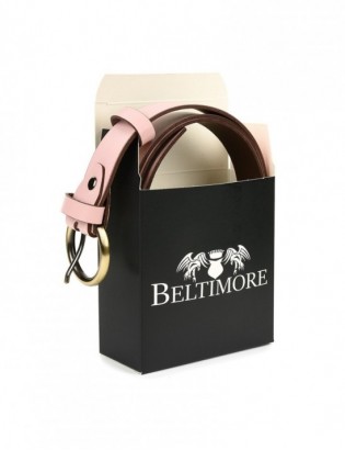 Beltimore skórzany damski pasek do spodni 3 cm różowy A69 - zdjęcie 5