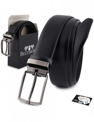 Pasek męski skórzany premium 3,5 cm skóra licowa Beltimore czarny E42 - zdjęcie 1