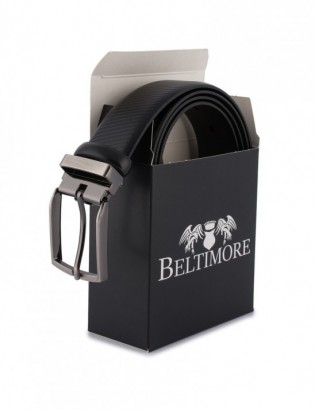 Pasek męski skórzany premium 3,5 cm skóra licowa Beltimore czarny E42 - zdjęcie 8