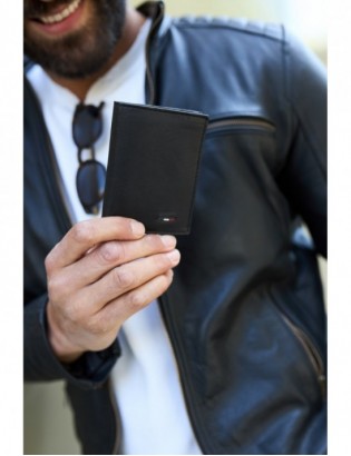 Portfel skórzany męski mały pionowy z flagą czarny RFiD Beltimore D48 - zdjęcie 2