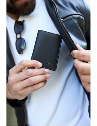 Portfel skórzany męski mały pionowy z flagą czarny RFiD Beltimore D48 - zdjęcie 4