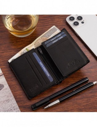 Portfel skórzany męski mały pionowy z flagą czarny RFiD Beltimore D48 - zdjęcie 6