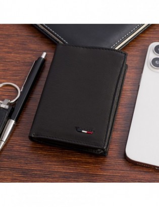 Portfel skórzany męski mały pionowy z flagą czarny RFiD Beltimore D48 - zdjęcie 8