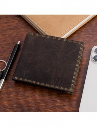 Portfel skórzany męski vintage poziomy klasyczny brązowy RFiD Beltimore S51 - zdjęcie 2