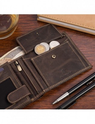Portfel skórzany męski vintage poziomy klasyczny brązowy RFiD Beltimore S51 - zdjęcie 5