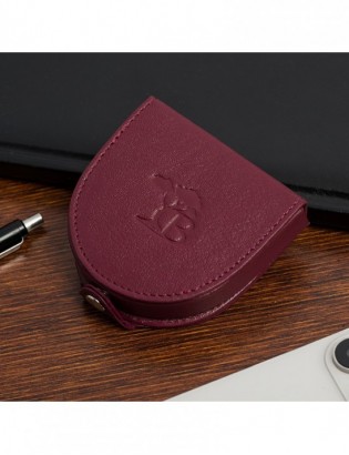 Podkówka portfel etui na pieniądze skórzana bilonówka banknotówka Beltimore burgund G83 - zdjęcie 2