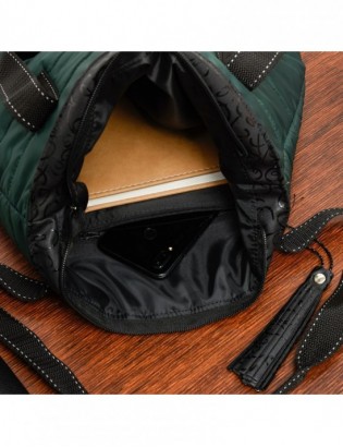 Zielona Damska Torebka pikowana oryginalna A4 sportowa frędzel W90 - zdjęcie 2