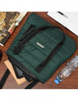 Zielona Damska Torebka pikowana oryginalna A4 sportowa frędzel W90 - zdjęcie 3