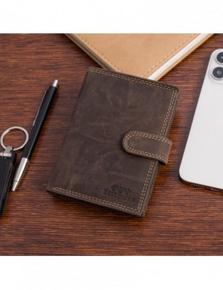 Portfel skórzany męski pionowy klasyczny brązowy RFiD Beltimore S49 - zdjęcie 3